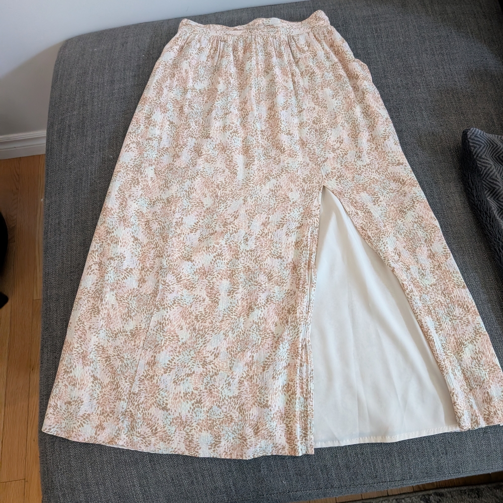 Gentle Fawn Floral Maxi Skirt in Cream and Pink